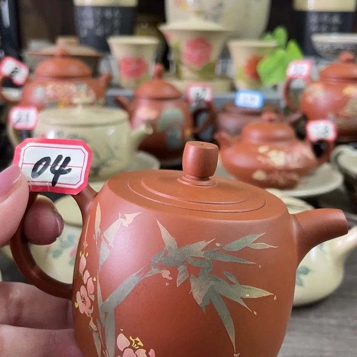 建水紫陶陈*复烧刻填壶