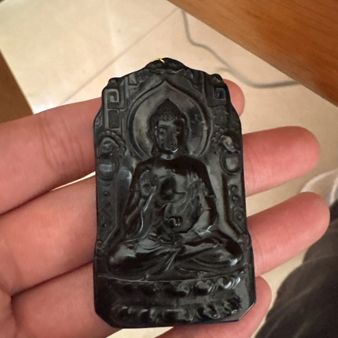 天然缅料A货 十级黑观音挂件1283