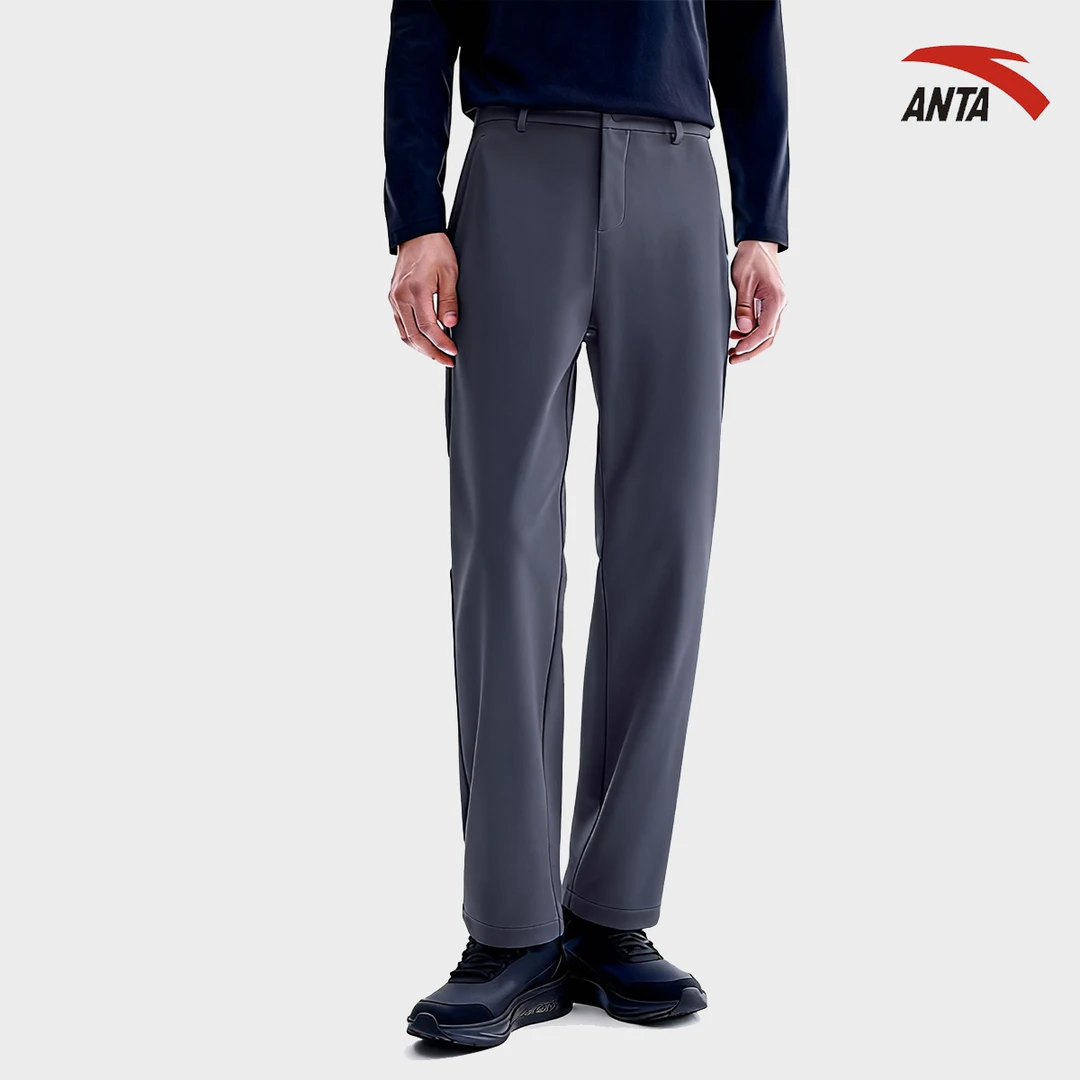 安踏舒乐科技型动裤商务轻暖绒3XDRY男子梭织运动加绒冬季长裤