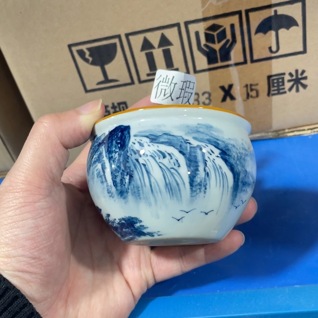 釉下手绘茶具微瑕