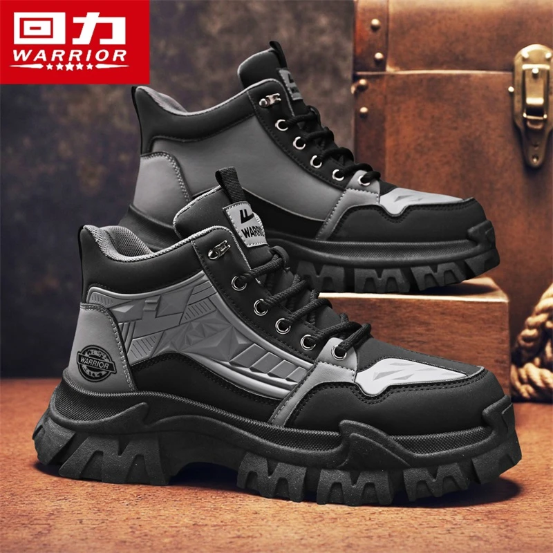 回力马丁靴男款厚底增高5cm时尚耐磨工装靴男防滑百搭秋季高帮鞋