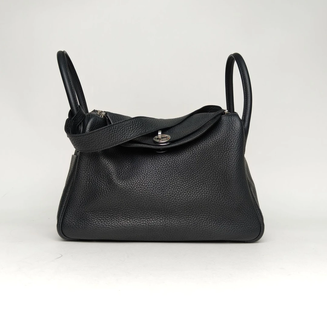95新 Hermes/爱马仕 黑黑 Lindy 30 89黑色 TC皮 X刻 银扣