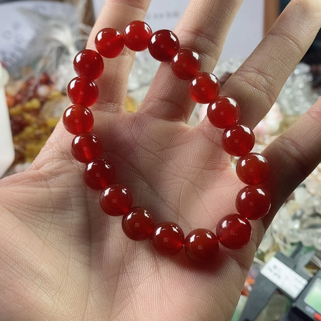 玛瑙/玉髓珠宝半成品未镶嵌一条天然10mm红玛瑙手链C94