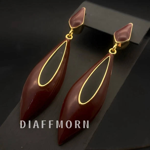 铜合金珐琅耳饰 YM《港风复古》  时尚气质高级复古港风耳环