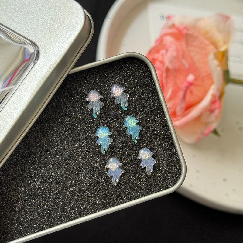 非金属树脂耳饰 海洋系列梦幻水母耳钉925银针甜美可爱简约小巧