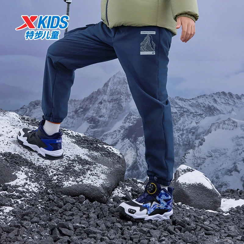 特步儿童冬季新款梭织长裤大童户外保暖休闲运动裤675125669024