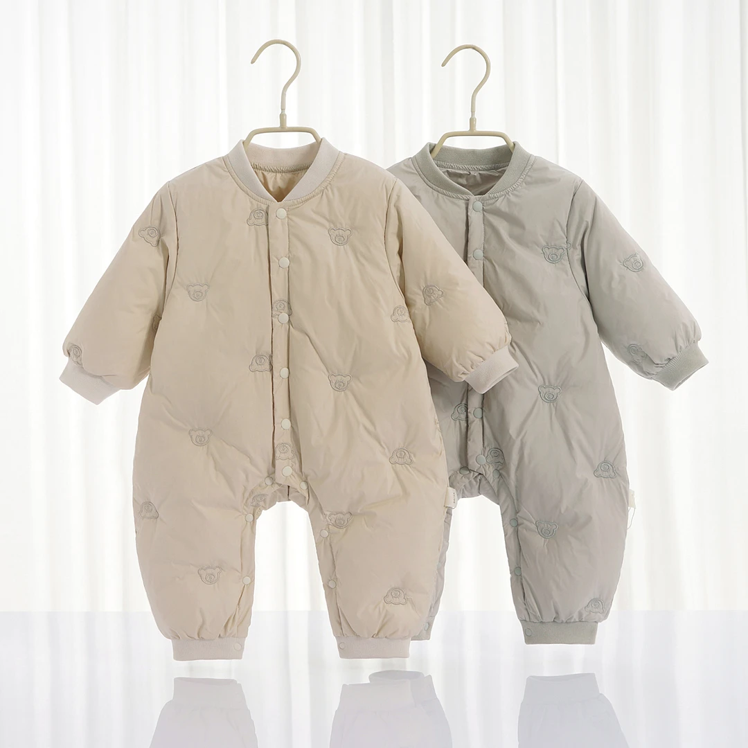 婴儿秋冬新款ins风羽绒服连体衣婴幼儿男宝防风保暖加厚三防爬服