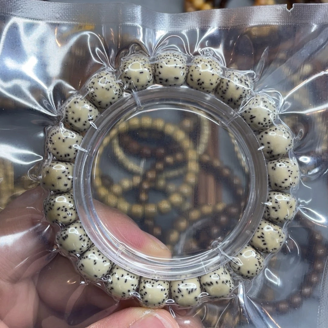 星月菩提手串12*11石玉料侧留白骨瓷白大尺寸