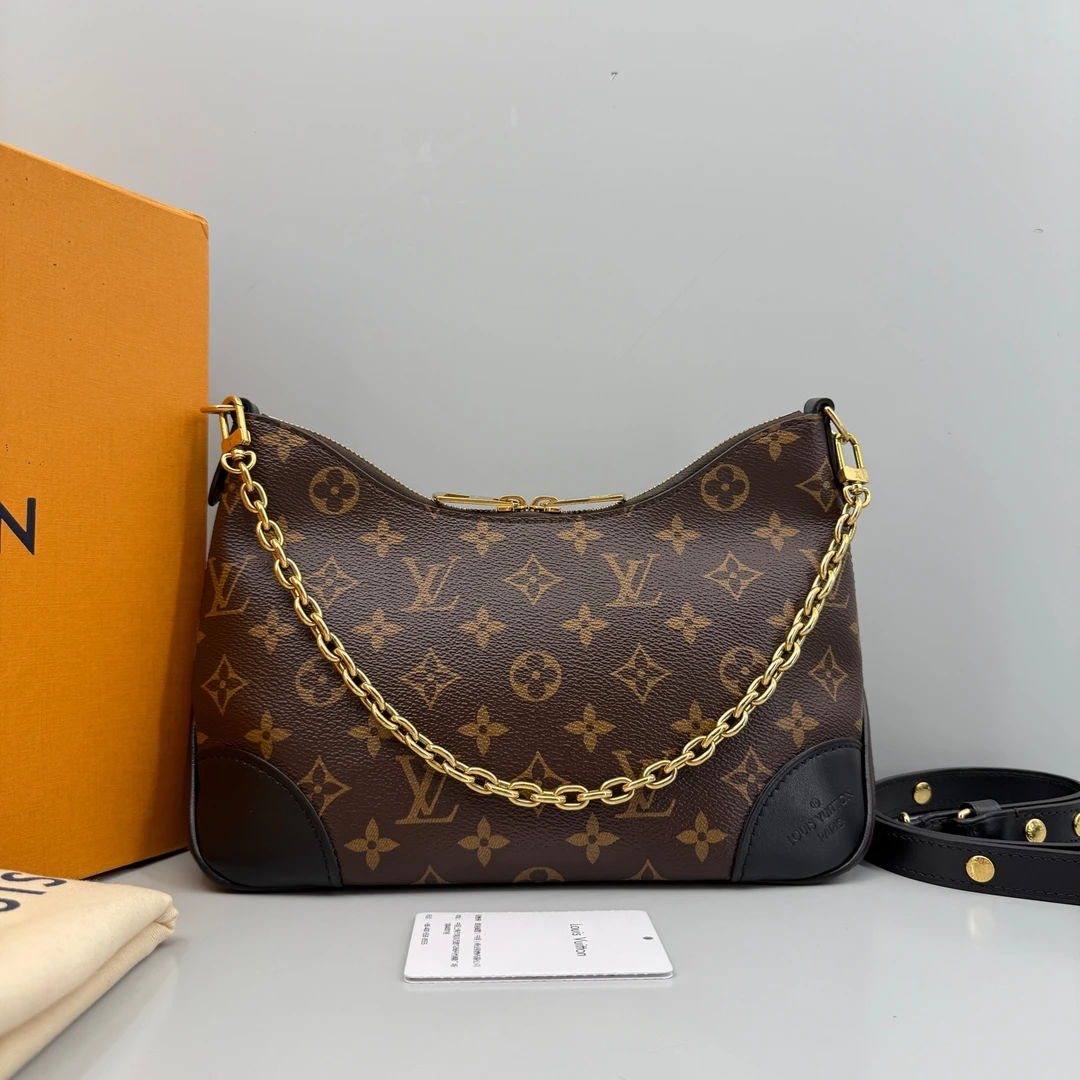 95新 LouisVuitton/路易威登 优选/老花黑牛角纯芯片/27×18×10