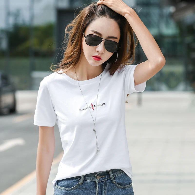 全棉短袖T恤女装动物刺绣体恤半袖汗衫纯棉显瘦洋气2025年夏新款