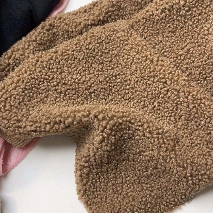 无纺布混纺咖啡色羊羔毛半米。