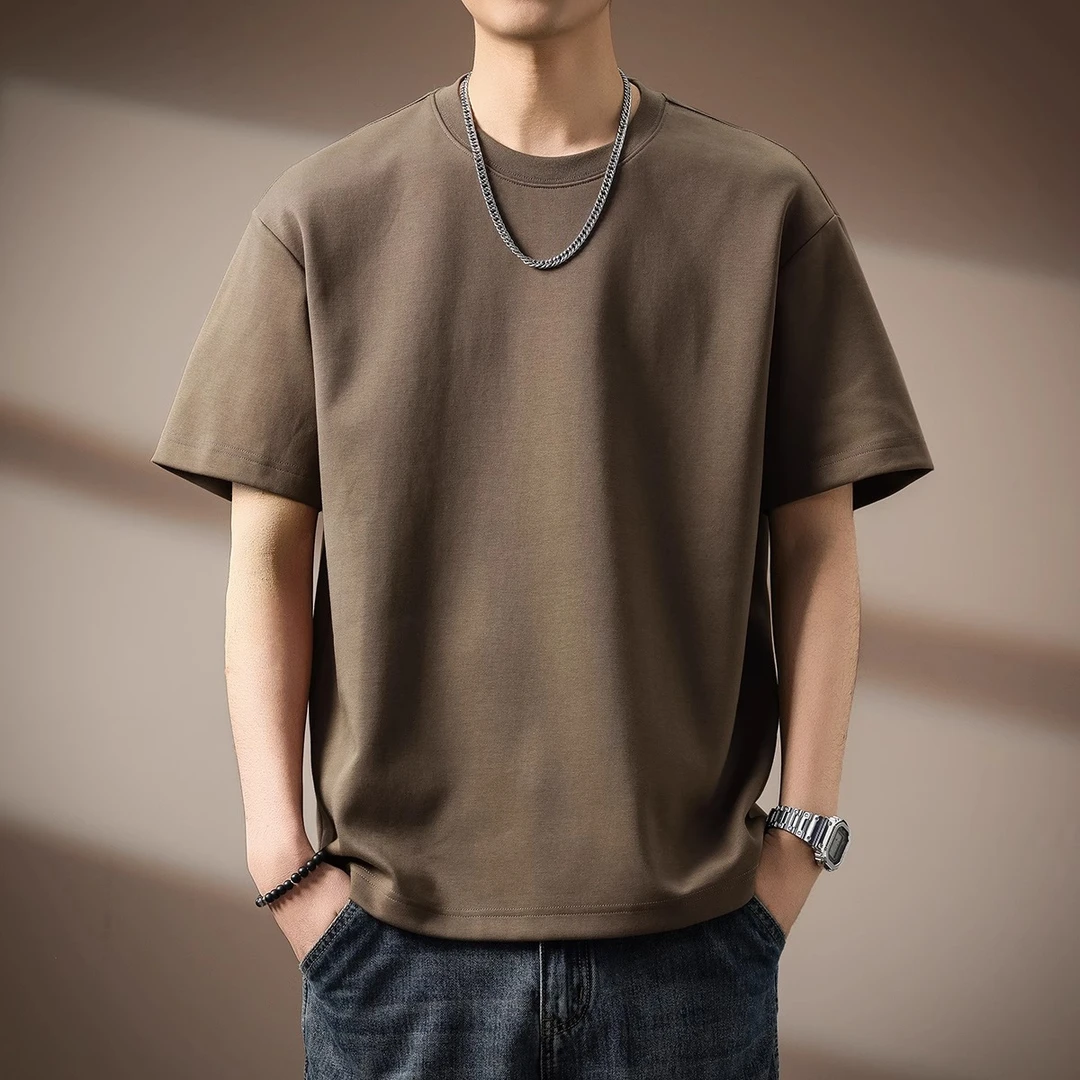 U&PURA高端美式300g重磅简约短袖T恤男夏季新款宽松圆领休闲体恤