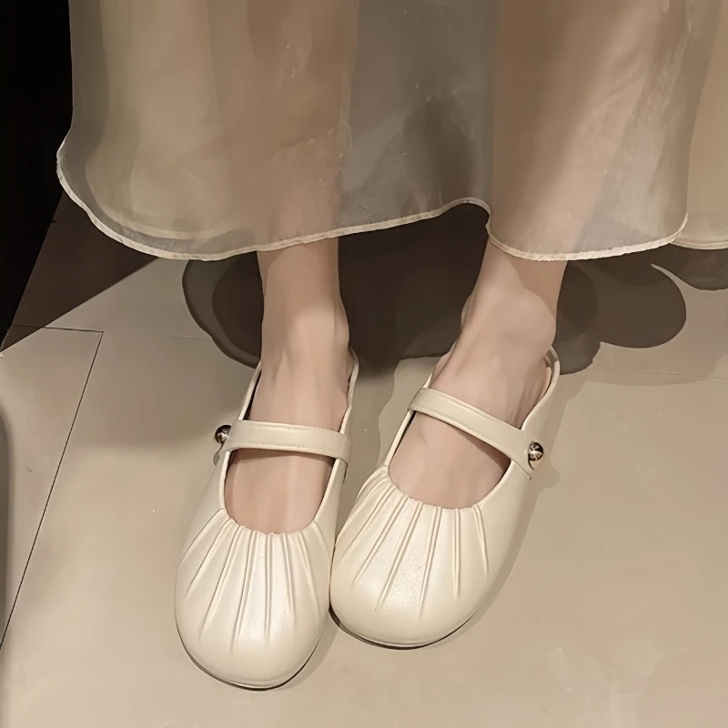 网红时尚夏季软平底法式复古春秋夏季防滑外穿一脚蹬包头半拖鞋女