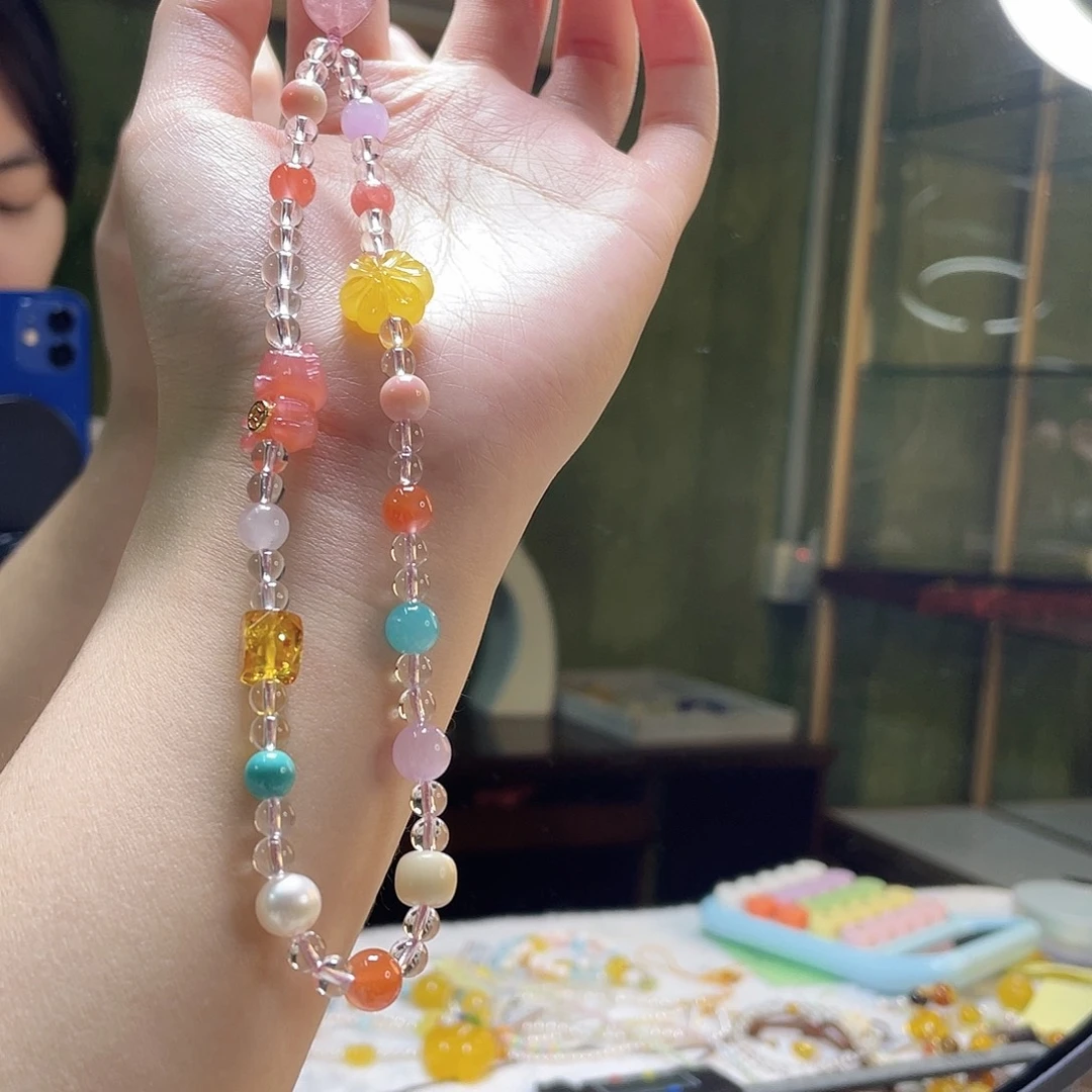 蜜蜡未镶嵌裸石手机链