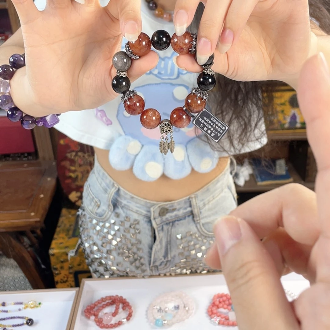 水晶手链银S925镀金镶嵌