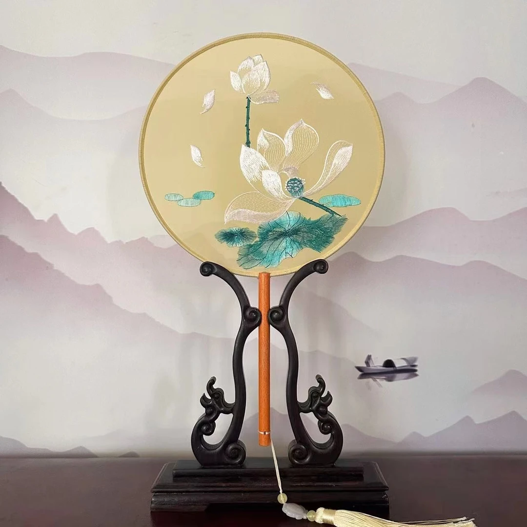 152号鹅梨帐中香  双面绣团扇非遗文化