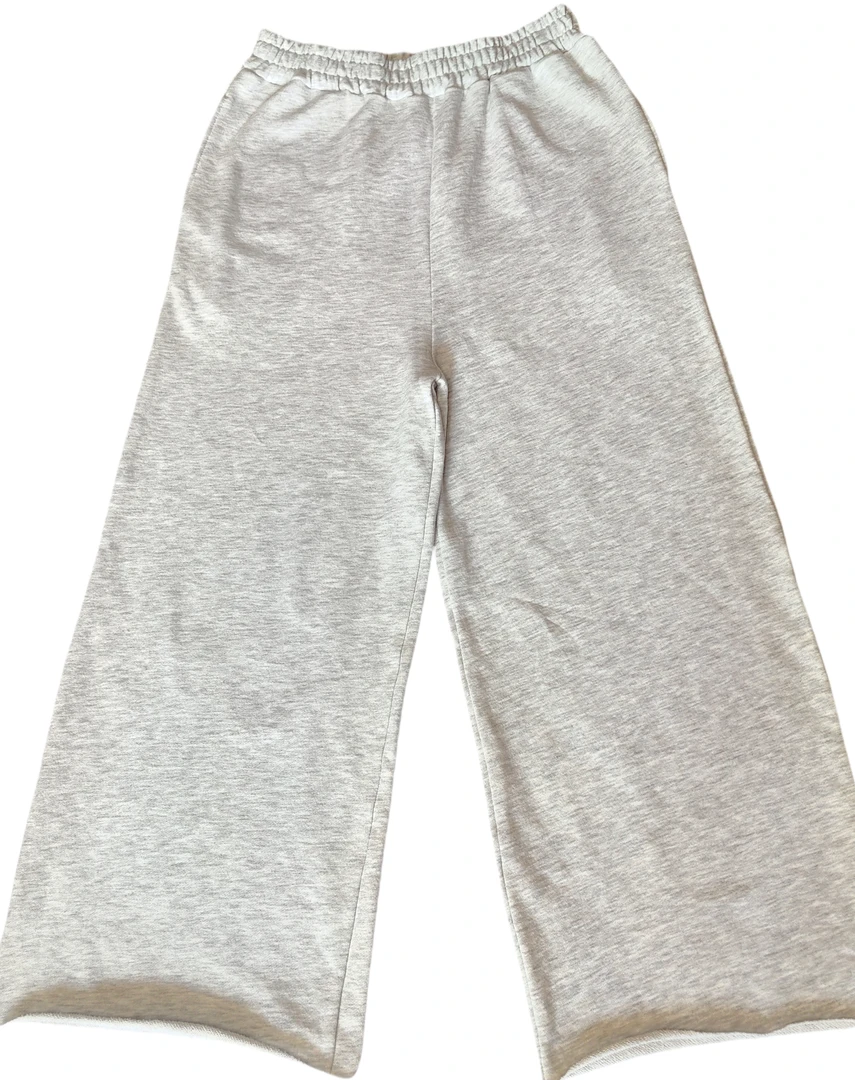 猫之异彩--春秋毛圈松紧高腰 直筒休闲卷边拖地时尚阔腿裤