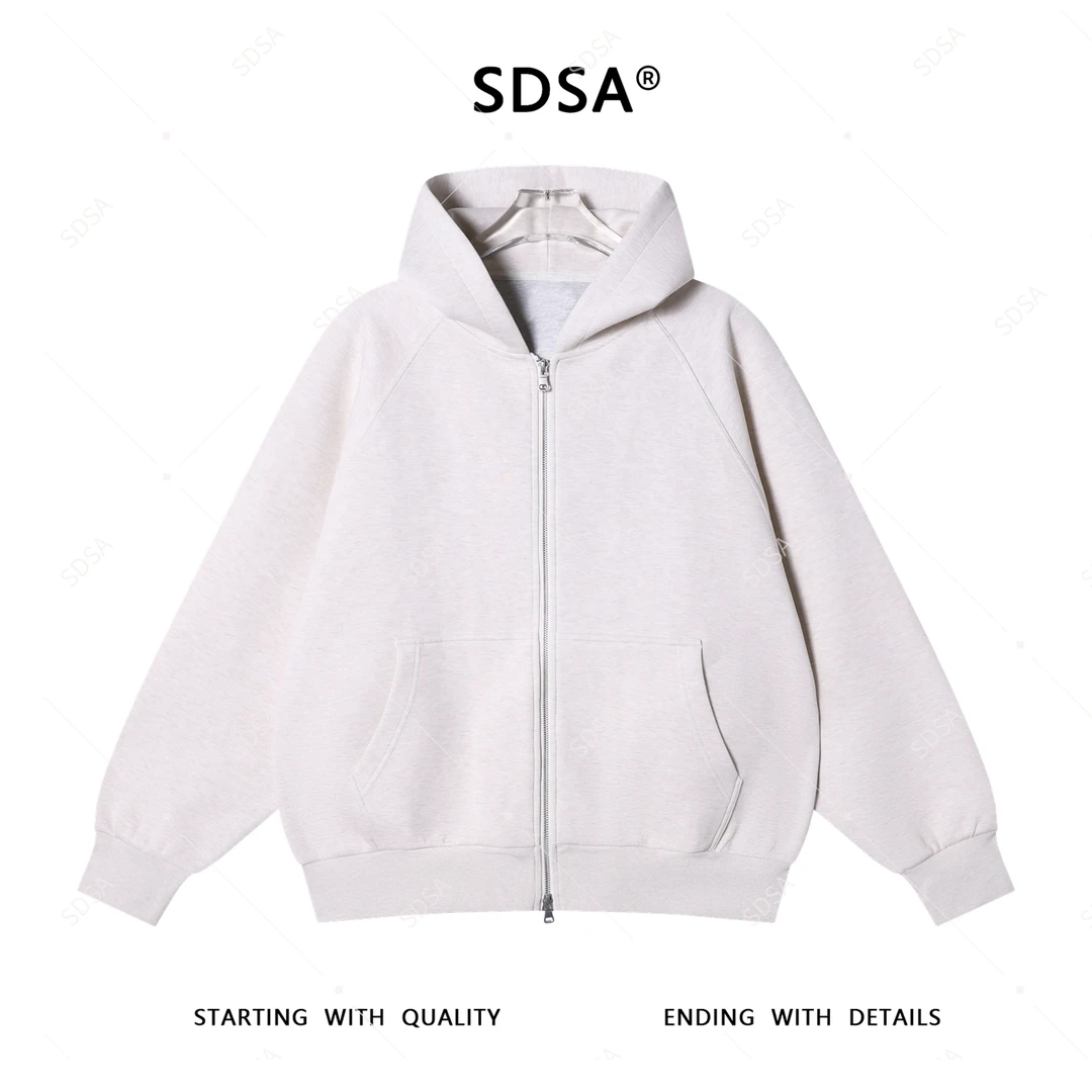 SDSA男士秋冬新款轻奢痞帅男装简约纯色拉链连帽开衫外套百搭卫衣