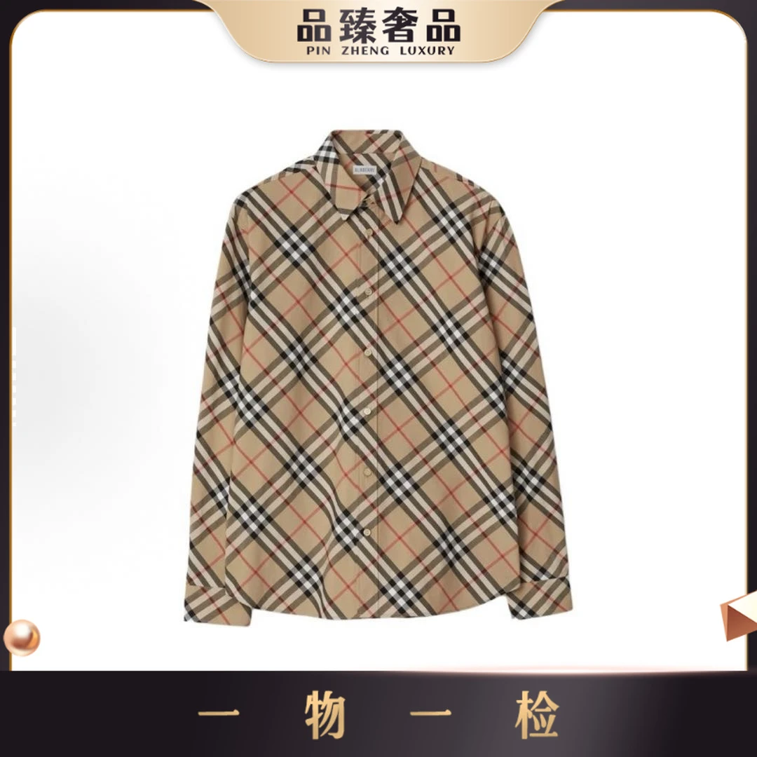 未使用 BURBERRY/博柏利  格纹单排扣长袖衬衫 8087634 bj