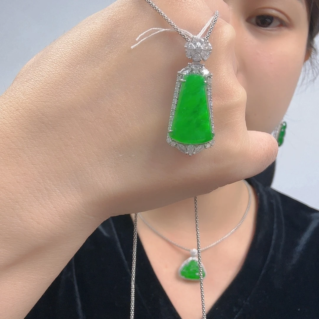 翡翠银S925镶嵌吊坠(不含链)