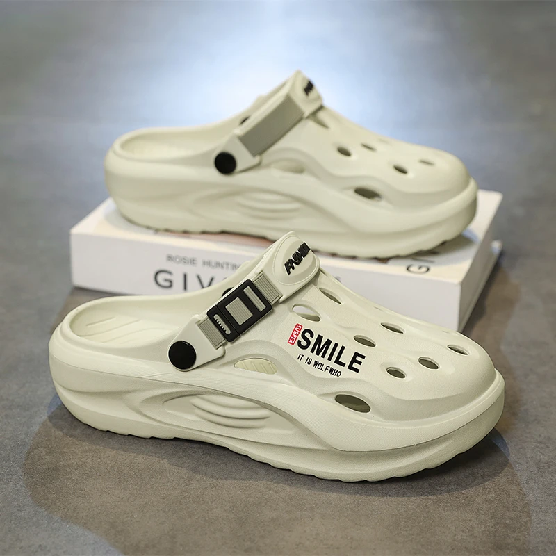 泉极人夏日洞洞鞋男士防滑防臭户外软底外穿厚底休闲拖鞋夏季凉鞋