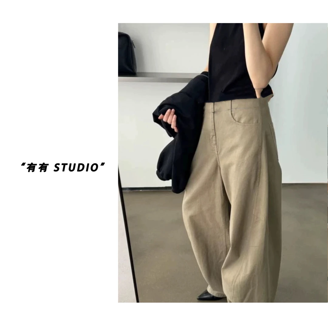 「显瘦分割线弯刀裤」2025春新款立体茧型裤显瘦宽松女士休闲裤长裤