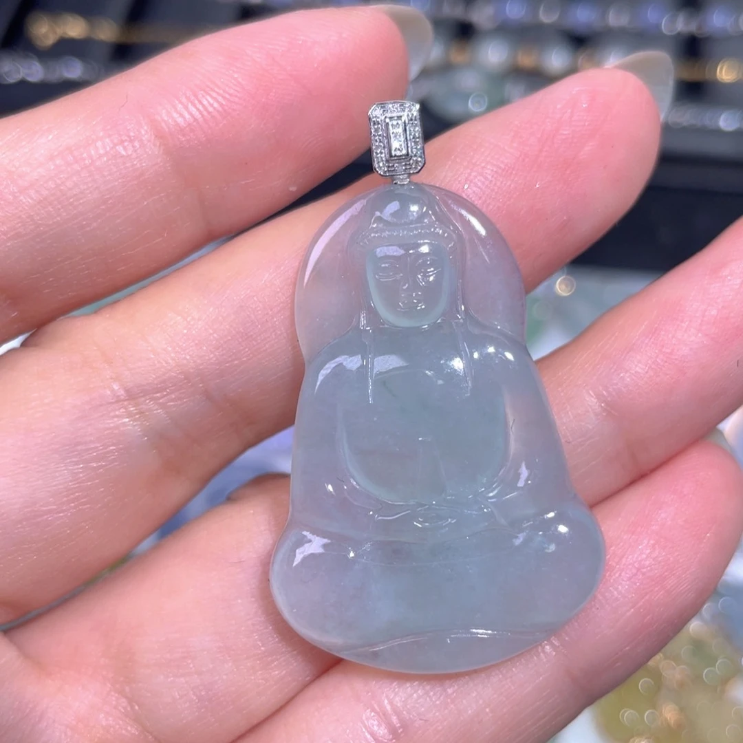 颈饰18K金镶嵌翡翠翡翠