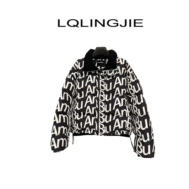 【清 不退差价】 个性潮流字母时尚90白鸭绒羽绒服短外套1077