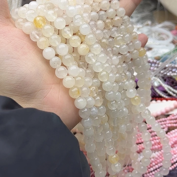玛瑙/玉髓未镶嵌珠宝半成品2条8mm左右黄胶花