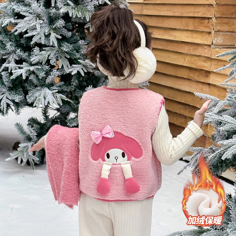 女童马甲秋冬款2025新款洋气时髦摇粒绒可爱卡通儿童女宝背心