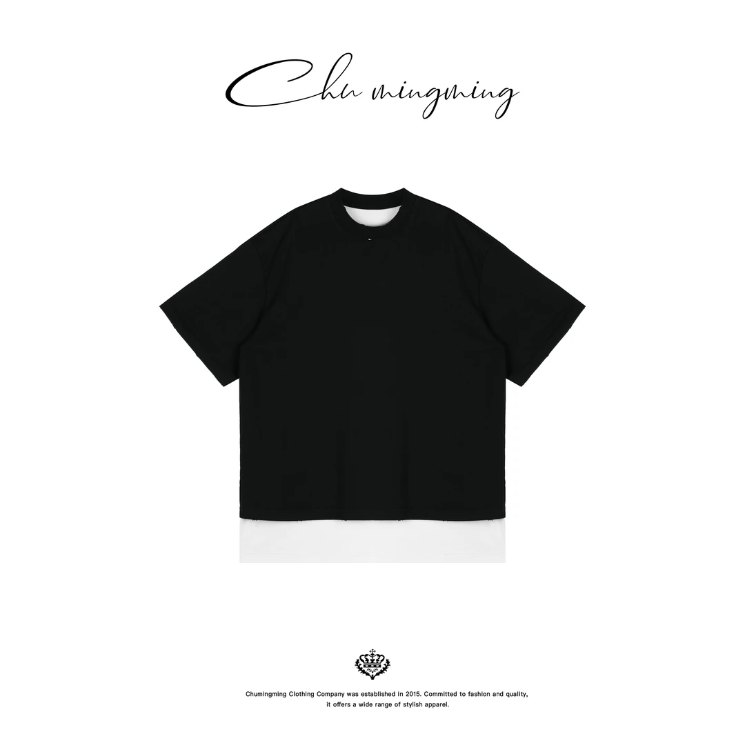 【CHU/2025SSNEW】《叠影》假两件拼色T恤LX2566