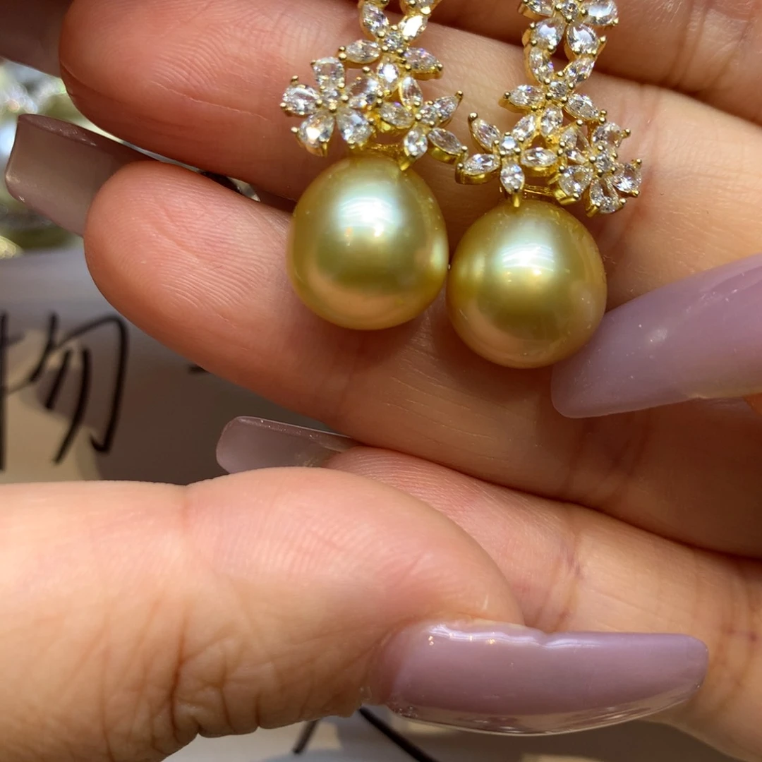 银S925镶嵌耳饰海水珍珠