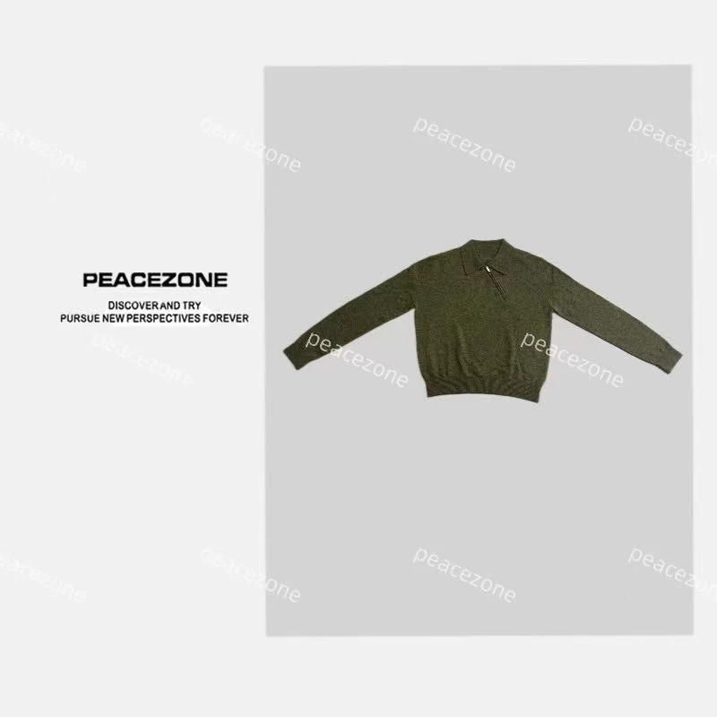 Peacezone 绵羊毛+山羊绒 新款秋冬极简风森系毛衣/6354