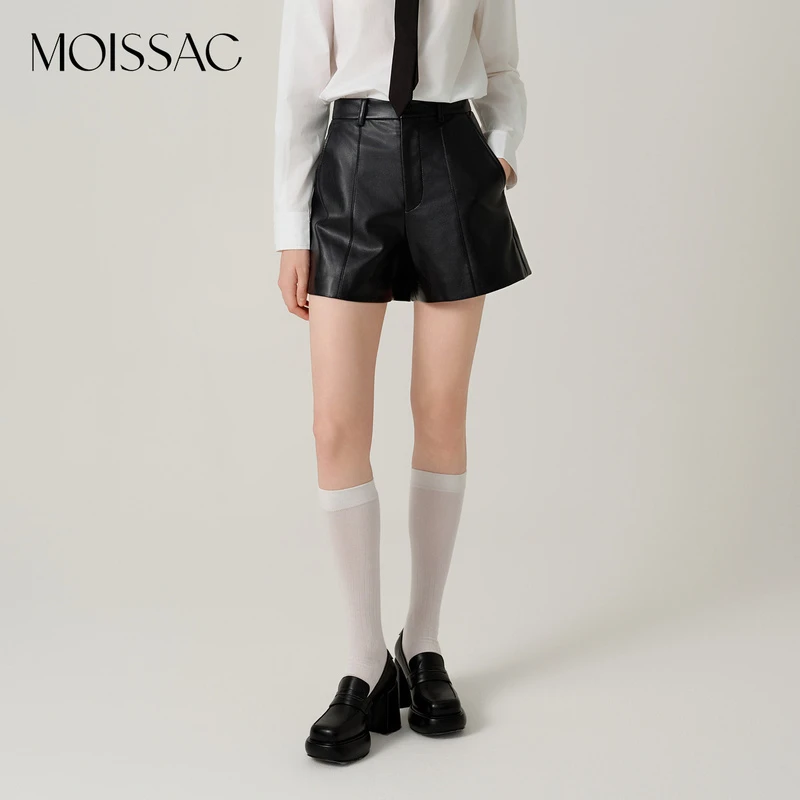 商场同款 MOISSAC摩萨克冬新款法式腰带PU皮短裤皮裤MWDD11504