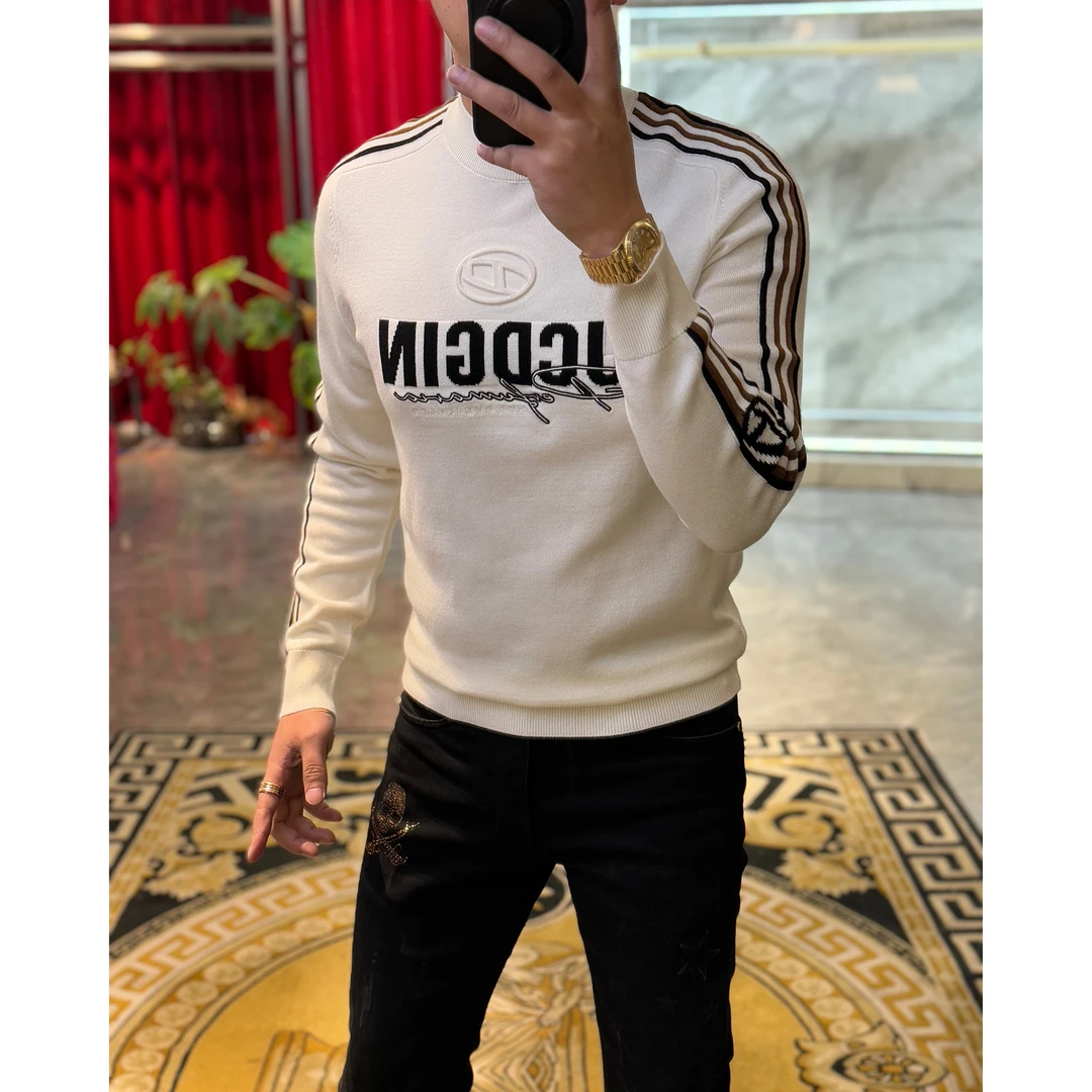 【路易理欧】潮流男欧货时尚简约百搭休闲圆领字母秋冬毛衣01064