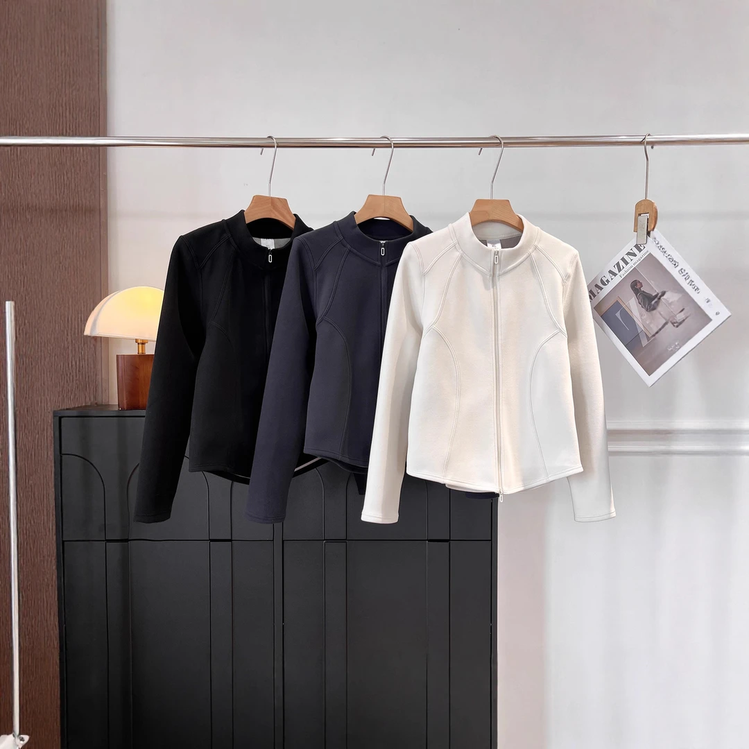 秋冬黑科技抗菌保暖修身内搭外穿石墨烯小蛮腰立领外套拉链衫休闲