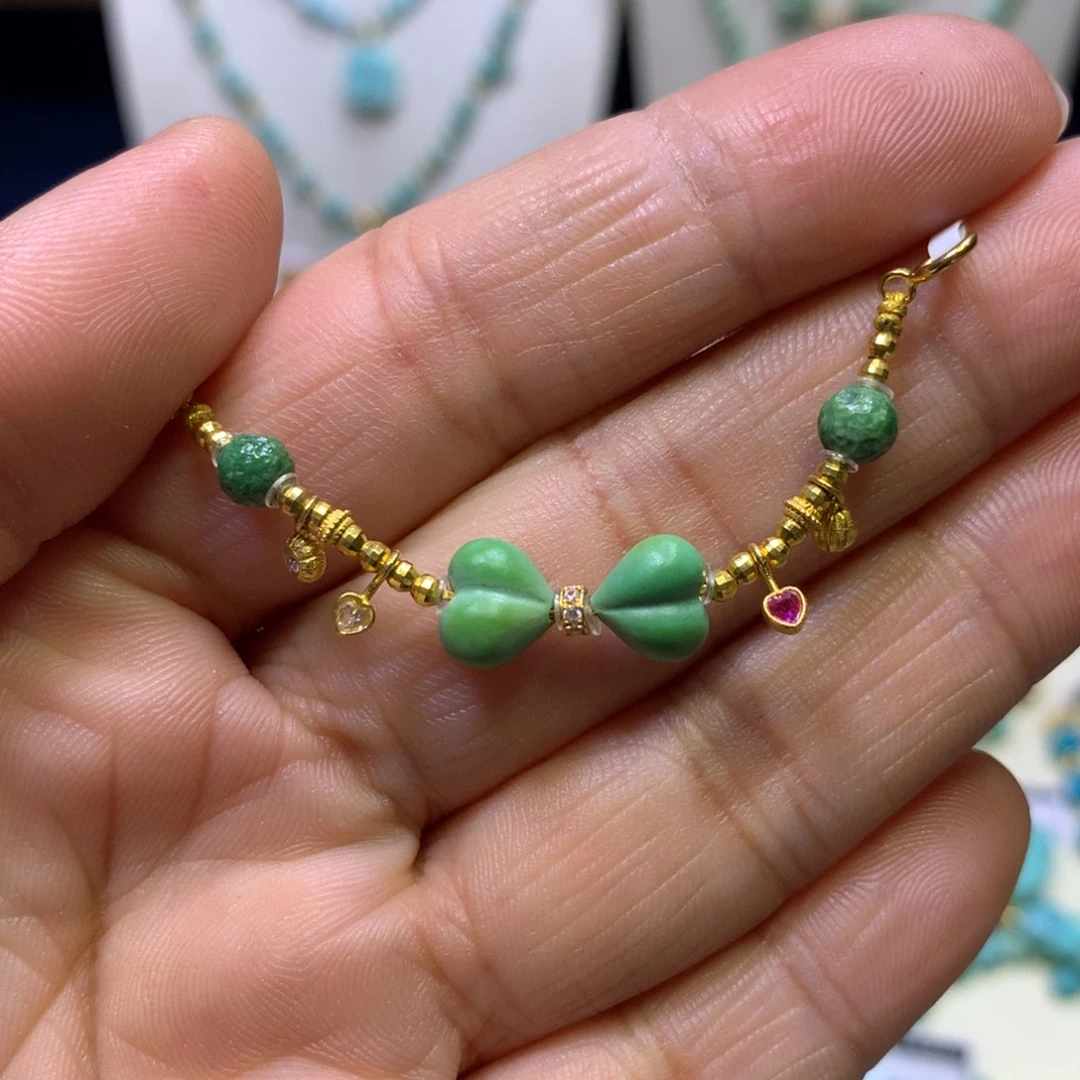 绿松石18K金镶嵌半链