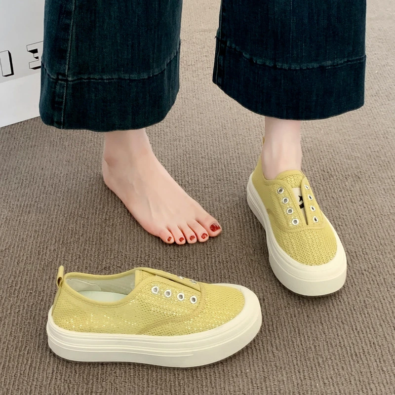 意尔康世家渔夫鞋女2025夏季新款厚底网面透气薄款一脚蹬小香风运