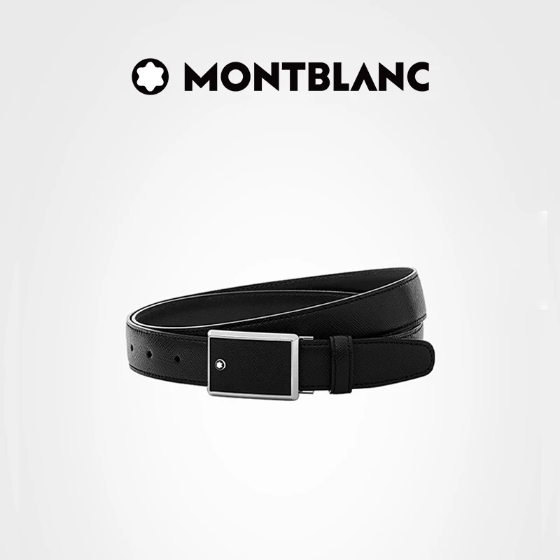 【七夕礼物】Montblanc/万宝龙男士黑色板扣商务腰带30mm 114421