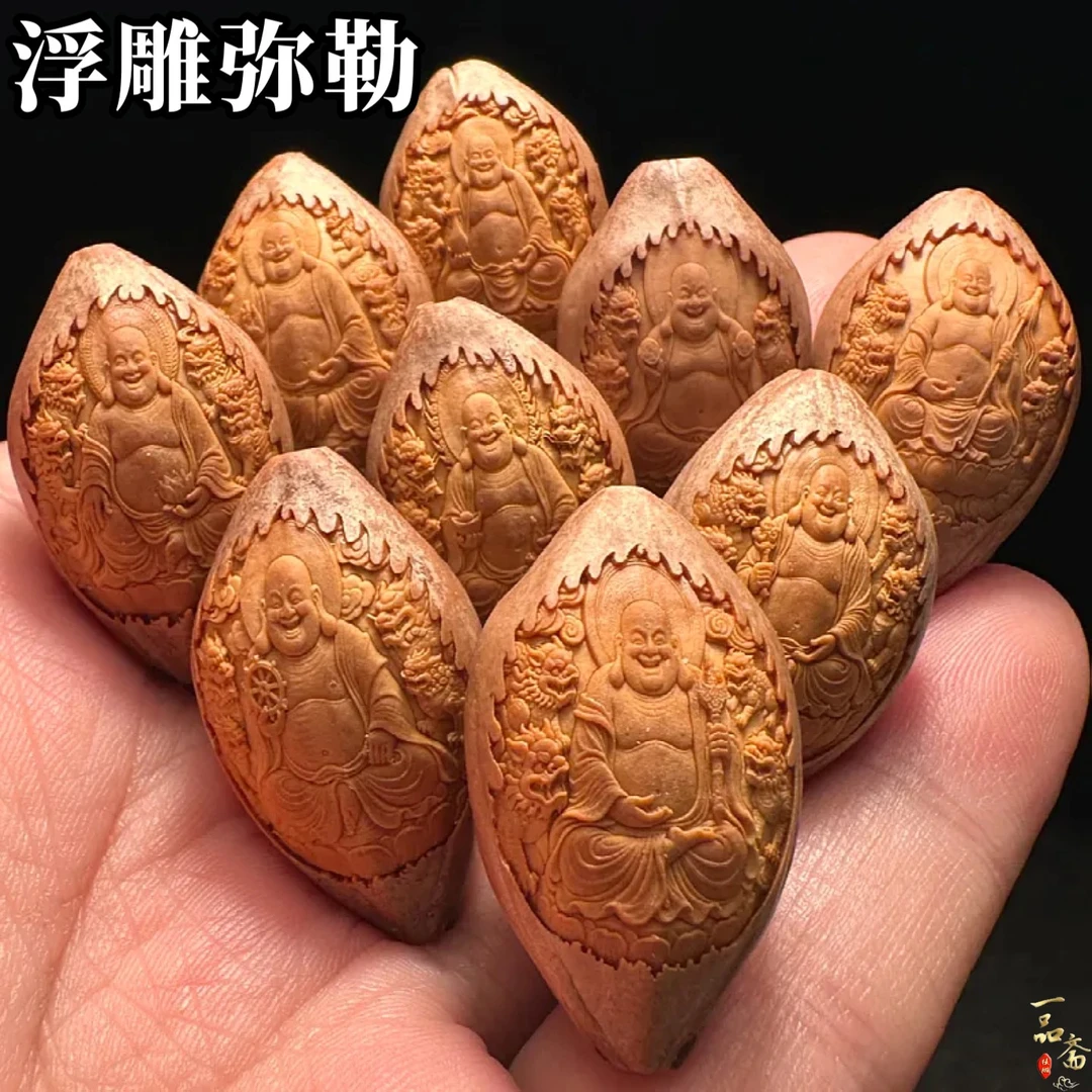浅浮雕包衣弥勒佛橄榄核手串男款高级感高端文玩核雕精雕男士女款