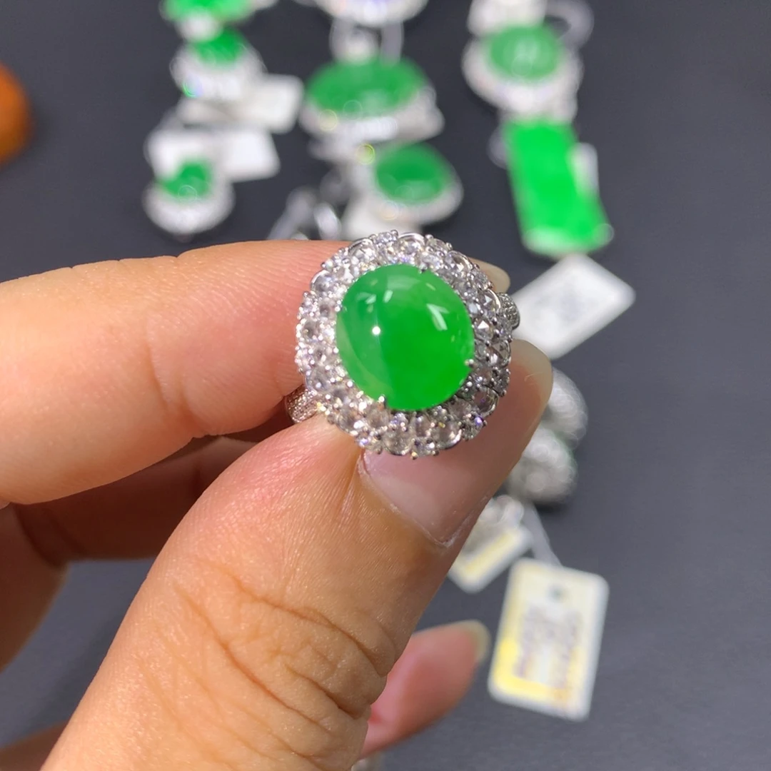 翡翠戒指18K金镶嵌两用款