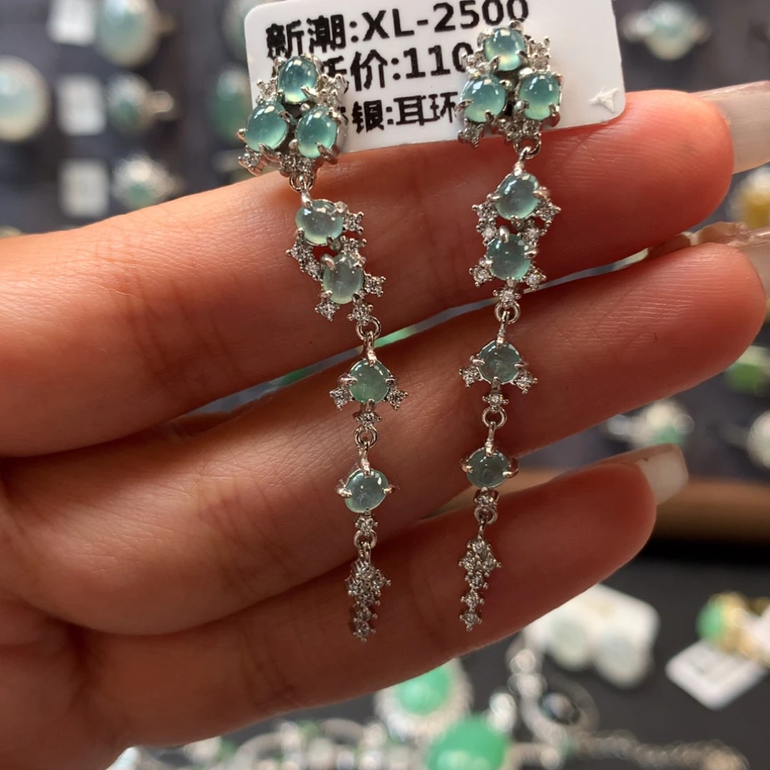 银S925镶嵌戒指翡翠?****?耳钉