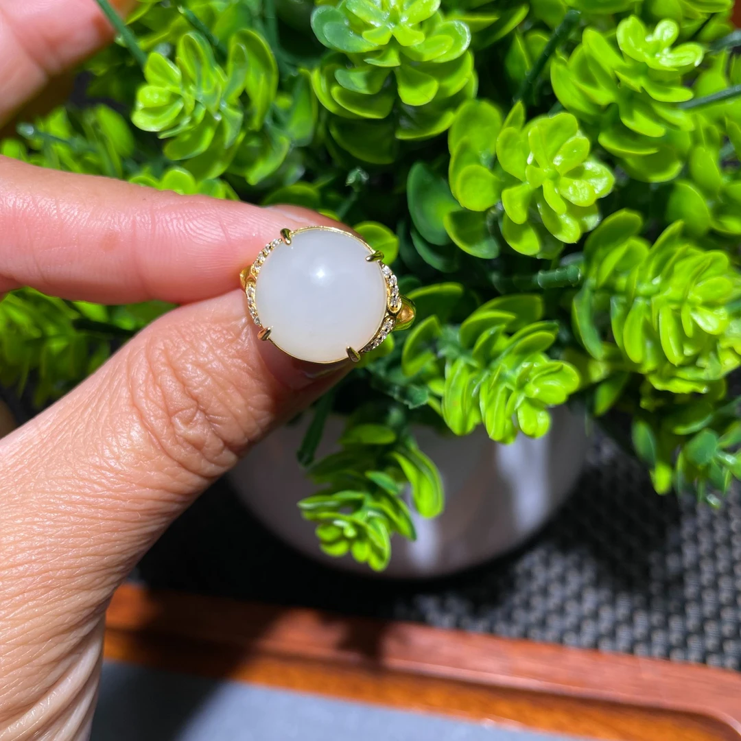 和田玉羊脂白玉戒指