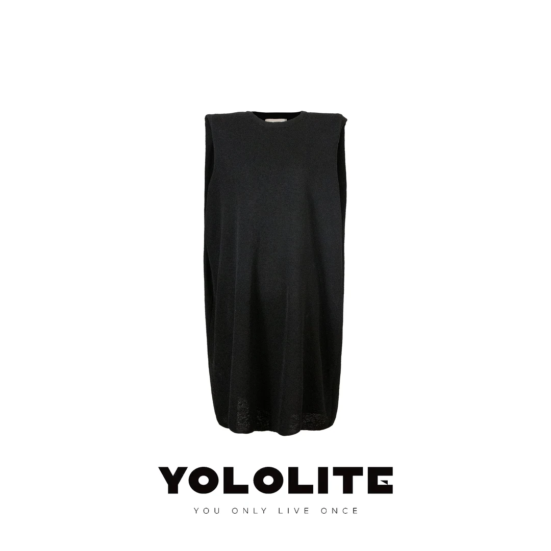 YOLOLITE【专属记忆】2549夏款纯色薄款长款无袖圆领针织背心连衣裙