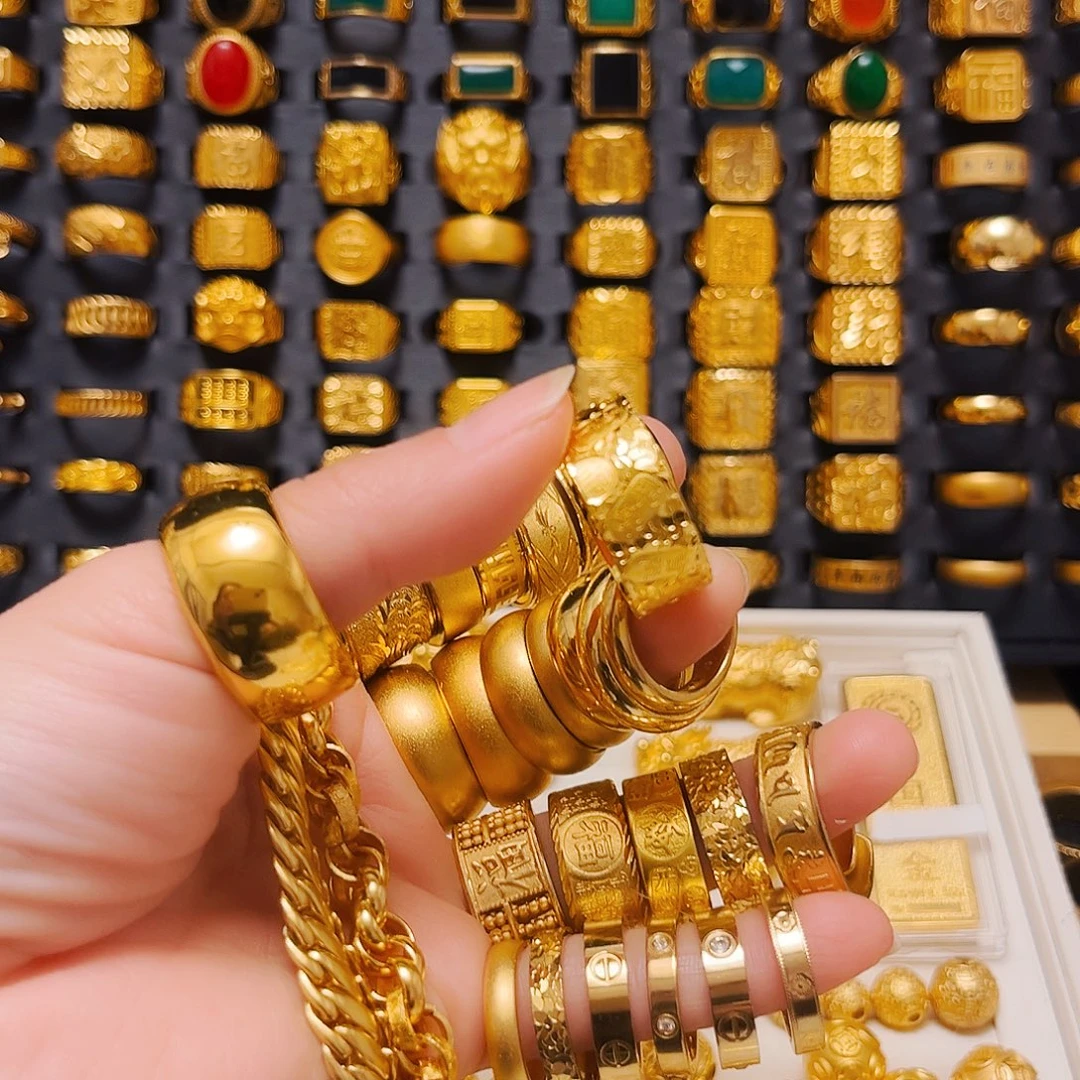 午***狼铜合金铜合金吉言戒指宽版