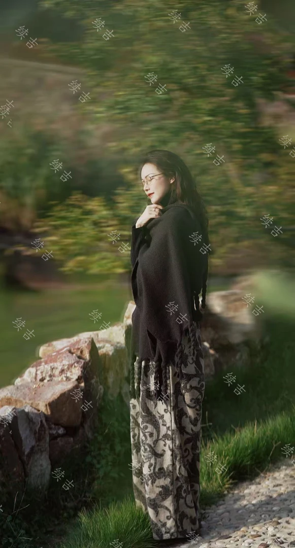 冬-续吉麻衣25-2954加绒加厚休闲百搭宽松印花直筒裤