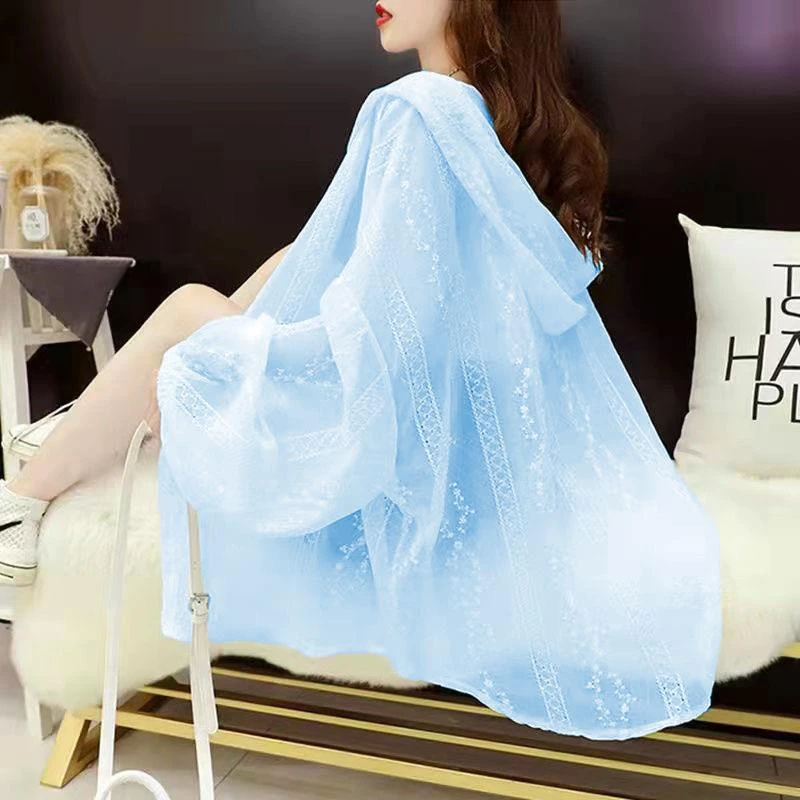 超仙防晒衣服外套女2025夏连帽薄款透气雪纺衬衣宽松网红罩衫上衣