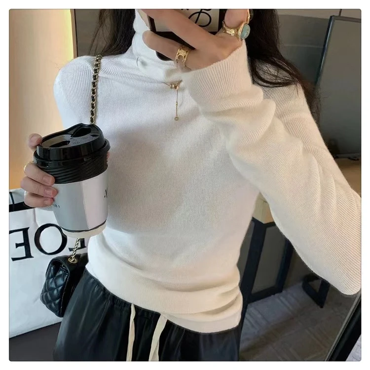 清 清 清」高领纯色简约内搭女式针织衫Z00565