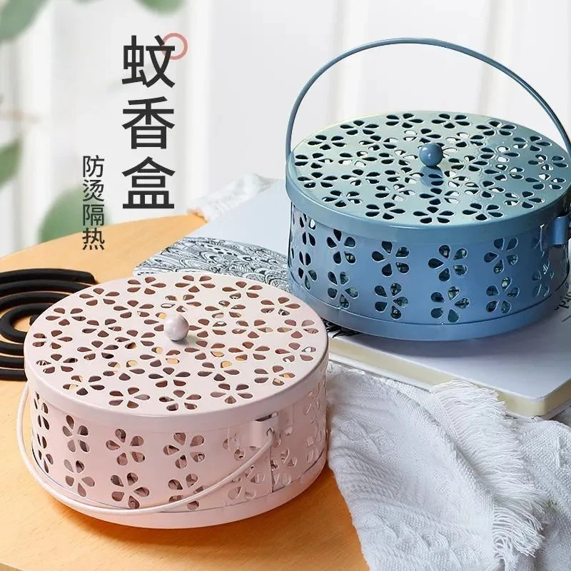 蚊香盒创意蚊香架家用室内防火香薰炉带盖提手蚊香炉蚊香盘托支架
