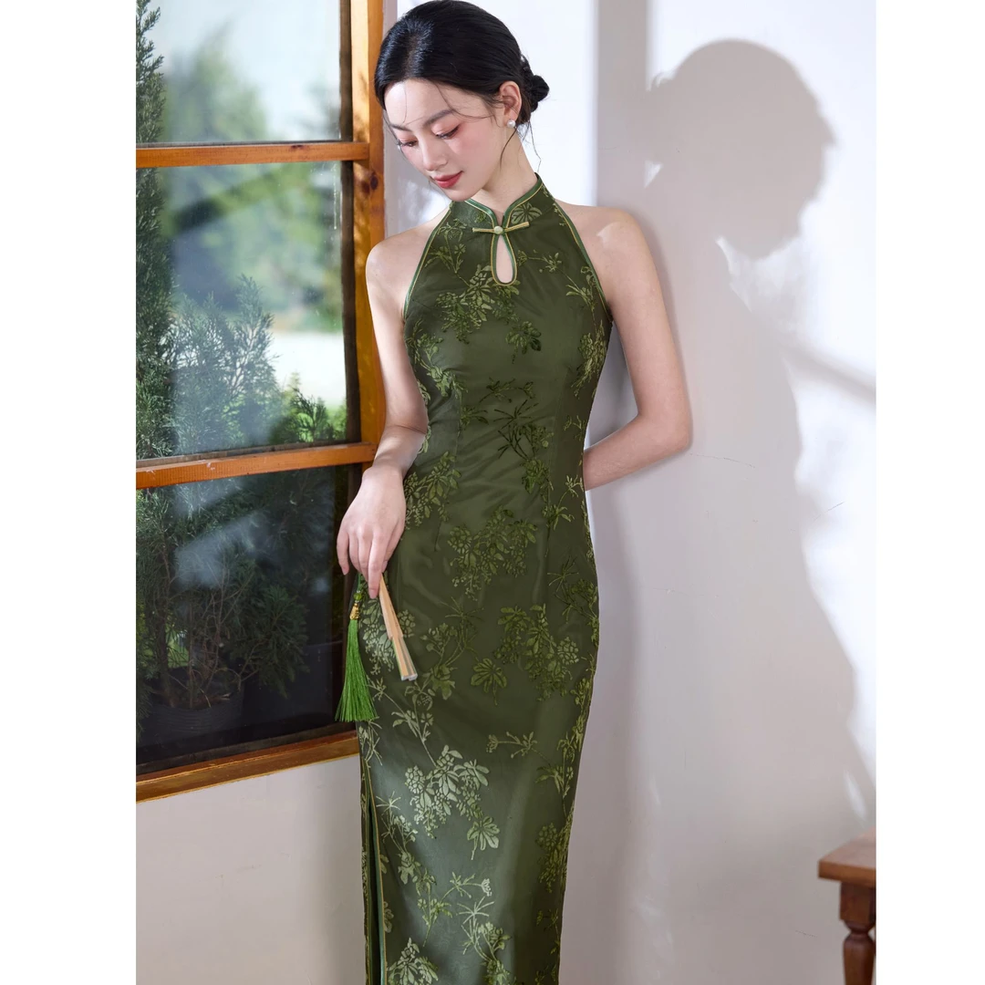 苏故里【晚照梨花】提花婚礼无袖提花旗袍春夏中式修身夏季衣长120